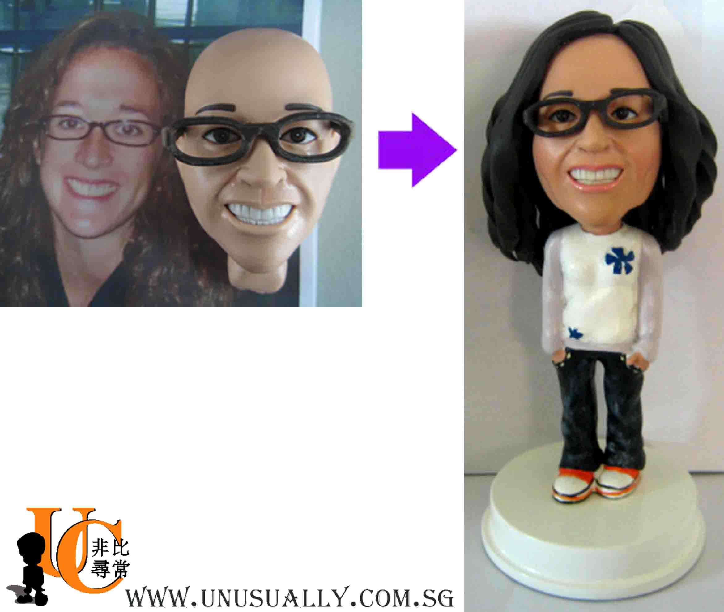 Personalized 3D Caricature Casual Female Clay Figurine